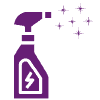 Purple spray bottle icon with sparkle effect symbolising professional cleaning – Easy Bliss