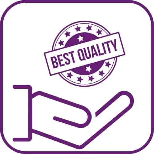 Hand holding 'Best Quality' badge, symbolizing guaranteed satisfaction and excellence.