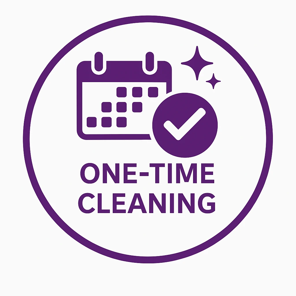 Purple calendar icon with sparkle, symbolizing one-time cleaning by Easy Bliss Brisbane.