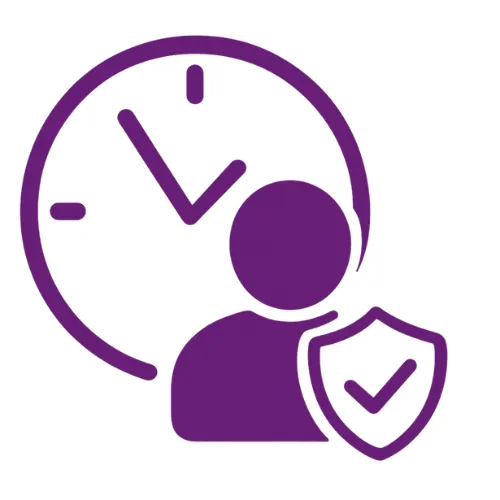 Clock and person icon representing punctuality